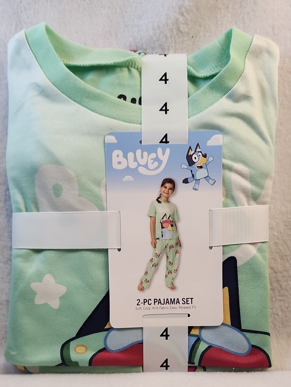 BLUEY LUDO BBC STUDIOS GIRLS 2PC. Pajama Set Light Green